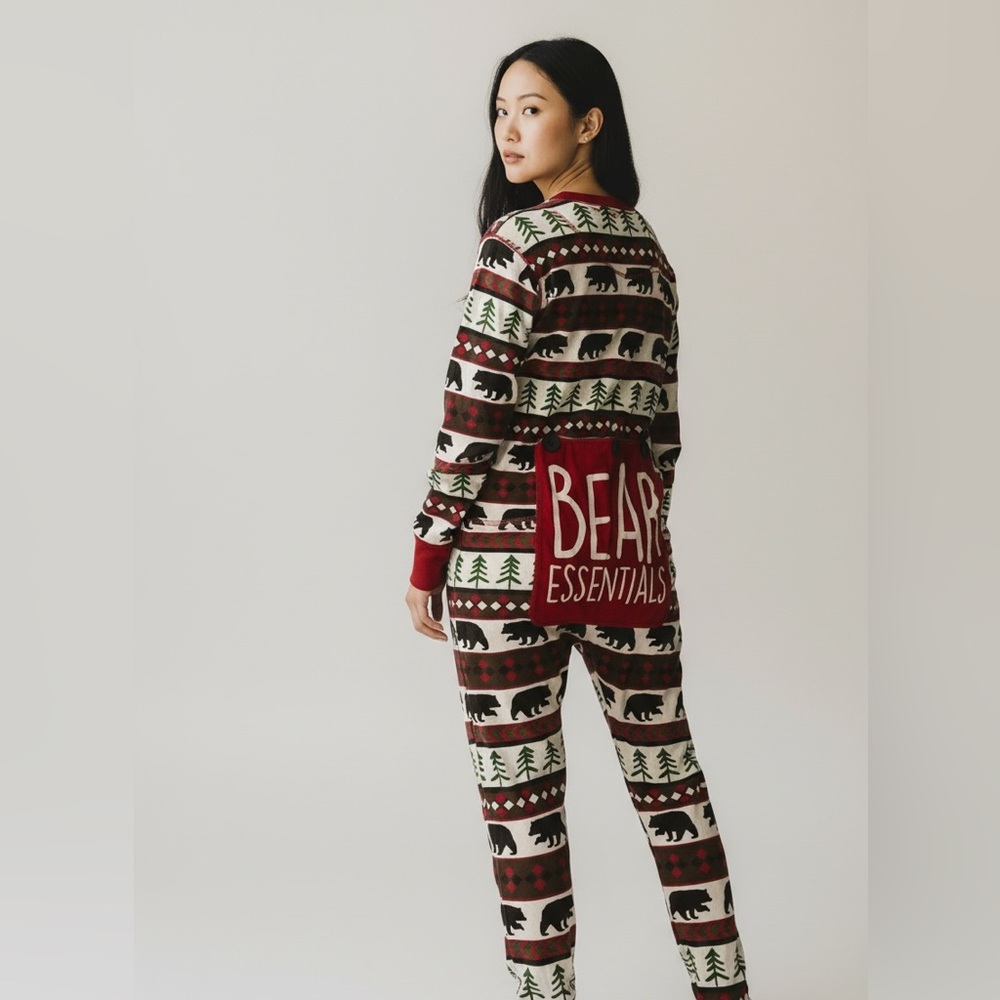 Lazy One‎ Flapjack One Piece Bear Essentials Pajamas Adult XS Cabin Country Core
